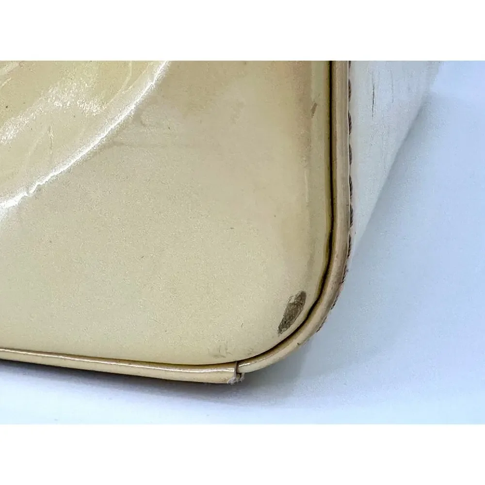 Louis Vuitton Brea MM Monogram Vernis Cream Patent Leather Bag + Entrupy Cert